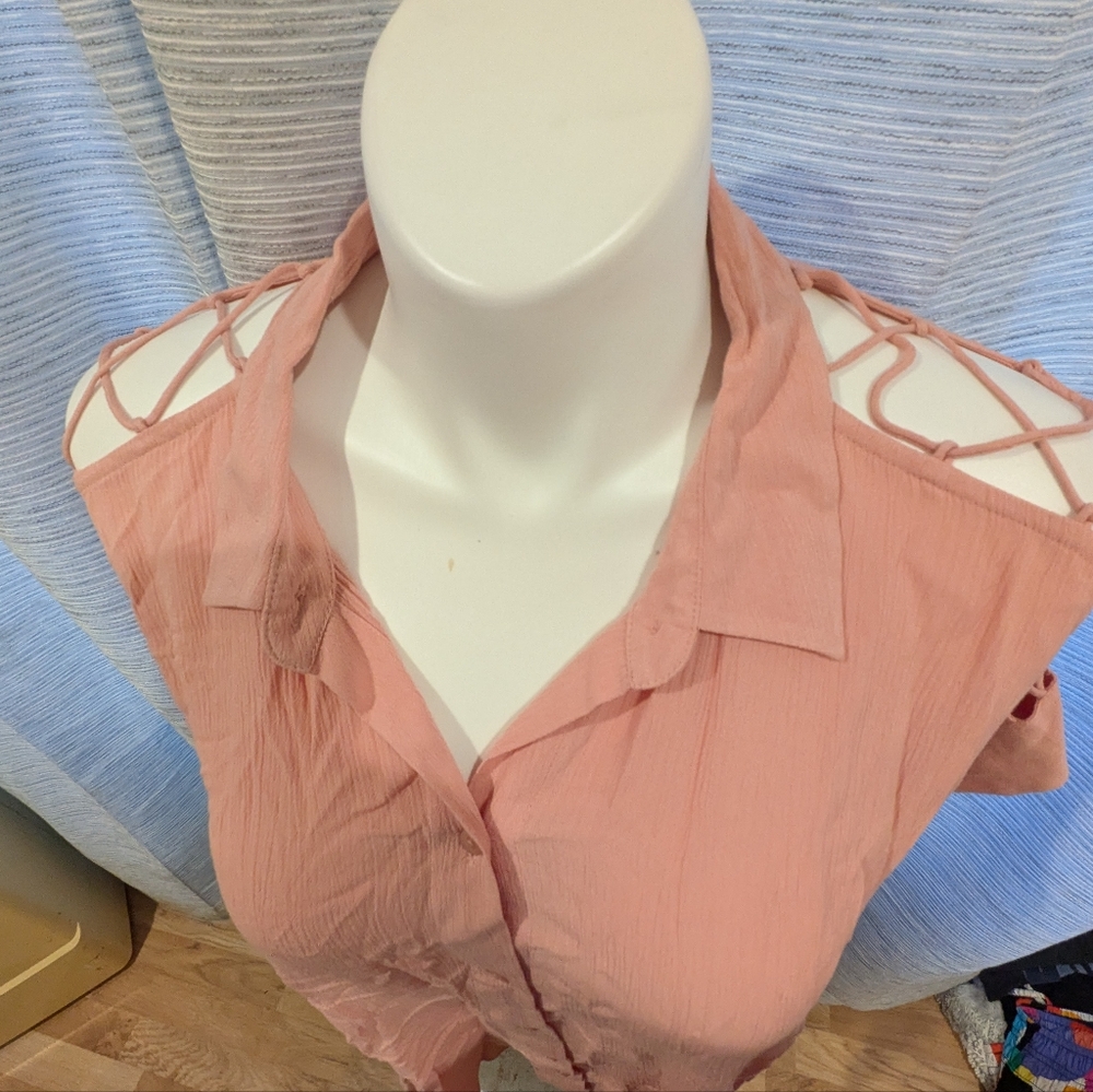DR2 Women's Peach Button-Down Shirt - 3X